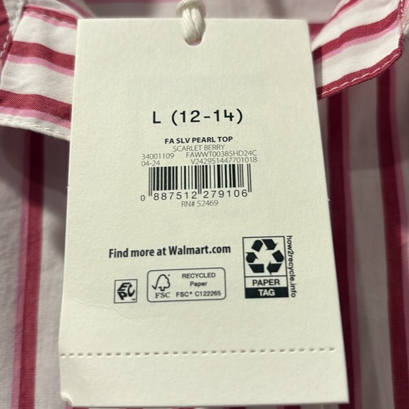 Red and White Striped Shirt with Floral Details - Picture 3 of 5